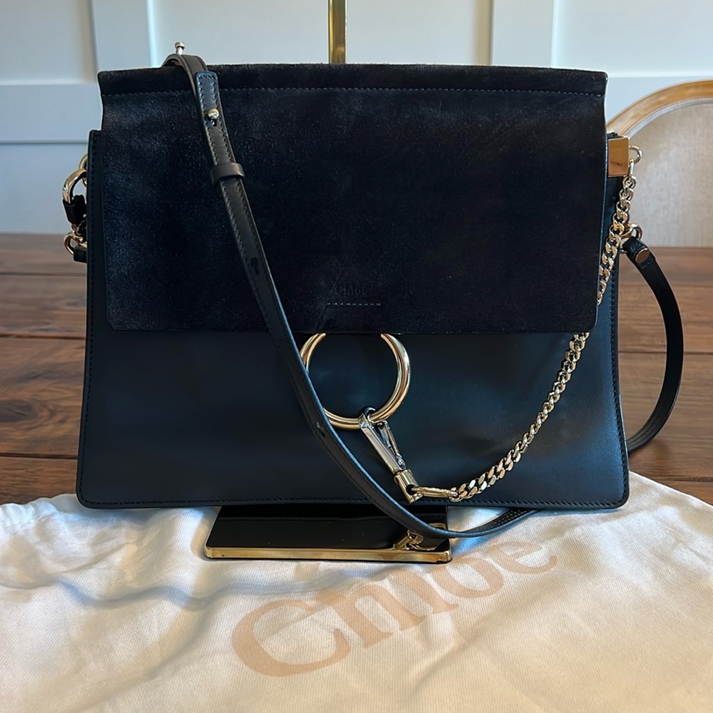 Chloe Calfskin Suede Medium Faye Shoulder Bag